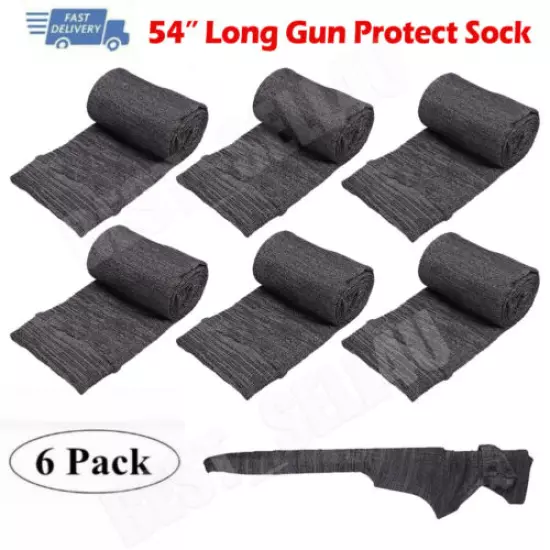 6 Pcs Silicone Treated Cover Gun Sock Protection Storge Sleeve Up To 54" Gray US