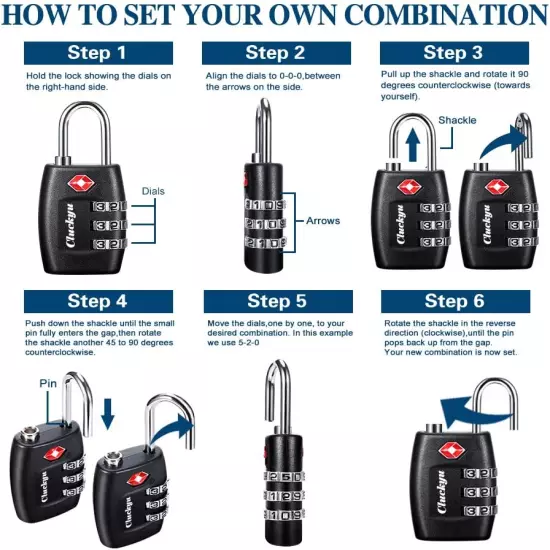 TSA Luggage Locks (4Pack) - 3 Digit Combination Padlocks - Approved Travel Lock 