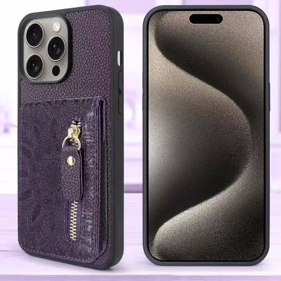 Compatible with iPhone 15 Pro Max Case Wallet with Card Slots Hold Up to 6