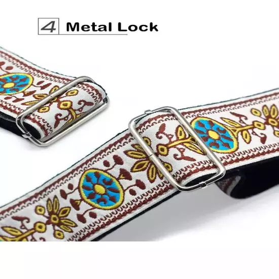 Embroidery Bohemian Cotton Electric Acoustic Guitar Belt Adjustable Soft Strap 