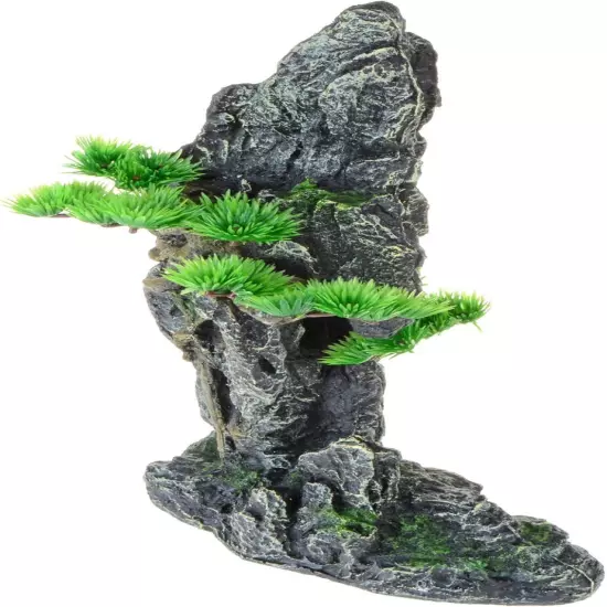 Fish Tank Decorations, 14.4'' Tall Mountain View Stone Aquarium Ornament