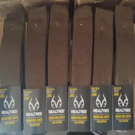 6 Pairs of Realtree Large Merino Wool Hunter Lightweight Socks