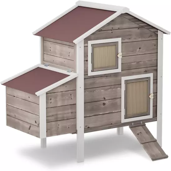 Chicken Coop Hen House with Nesting Box for Yard, Removable Bottom Wooden Poultr