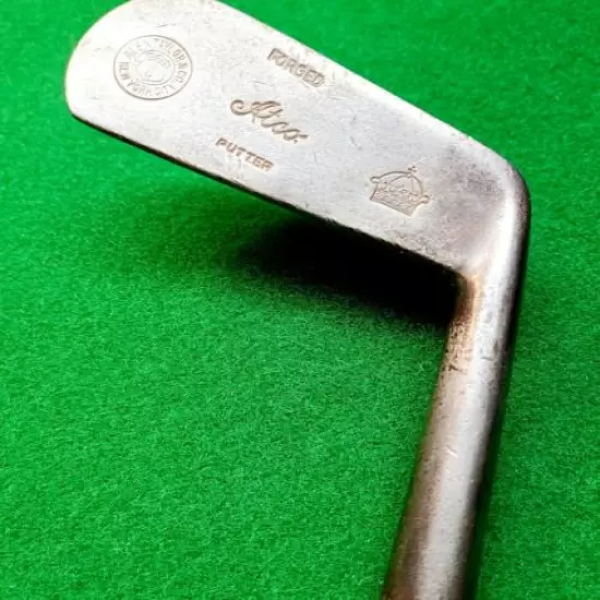 1930's Alex Taylor Straight Face Forged Antique Hickory Crown Golf Club Putter