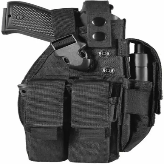 Pistol Gun Handgun Holster Magazine Storage Tactical Carry OWB Belt Black Nylon