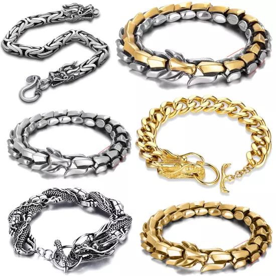 Viking Dragon Stainless Steel Bracelets Ouroboros Unique Gothic Perfect Men Gift