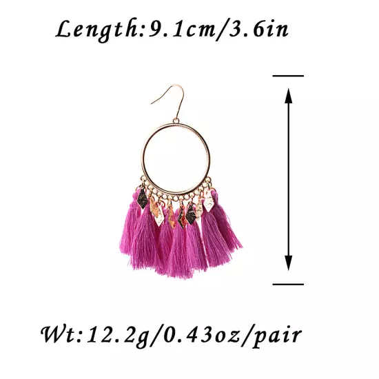 Fashion Women Bohemian Earrings Long Tassel Fringe Drop Dangle Ear Stud Jewelry