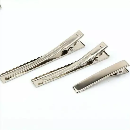 50/100Pcs Silver Single Prong Alligator Metal Clips w/ teeth Hair Bow Clips Bulk