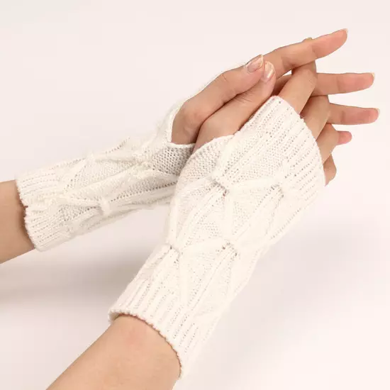 1Pair Fingerless Arm Warm Winter Knitted Gloves Hand Long Warmer Mittens Unisex