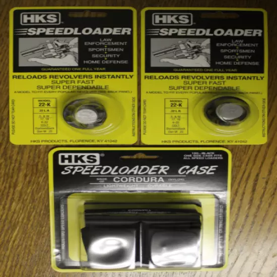 (2 PACK with Pouch) HKS 22-K Speedloaders [6-shot .22LR] + HKS Case