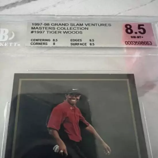 1997-98 Grand Slam Ventures Tiger Woods Beckett Grading 8.5 Nt-Mt