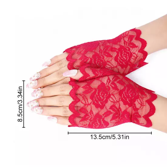 Women Lace Fingerless Gloves Sun Protection Half Finger Gloves Driving Mittens