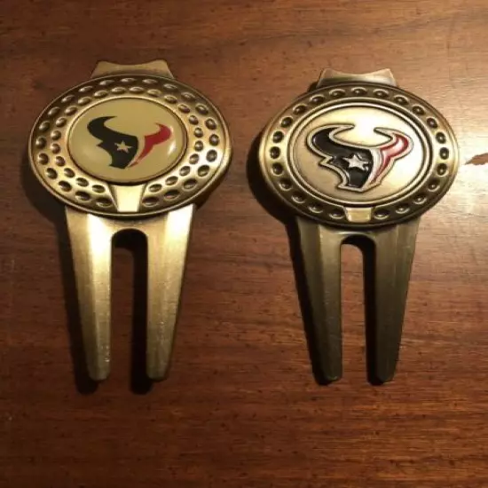 New Houston Texans 3” Golf Ball Marker/Hat Clip/Divot Tool 2-Pack Combo