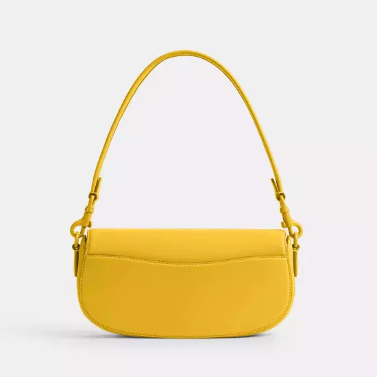 Coach Emmy Saddle Bag 23 - Glovetanned Leather/Silver/Canary ( Origin $395 )