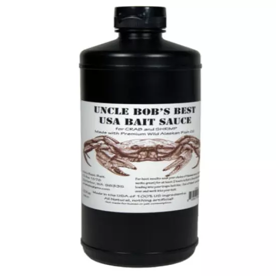 Uncle Bob's USA Bait Sauce, Crab, Shrimp, 100% Natural, Attractant Bait Oil 32oz