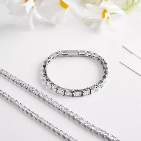 tennis bracelet steel stainless cubic zirconia women cz silver bracelets chain p