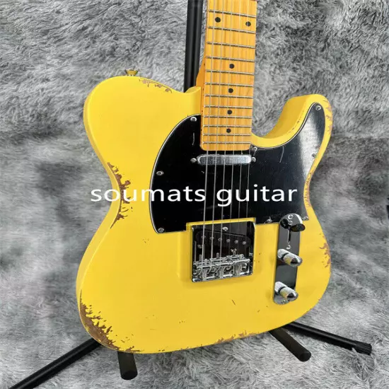 Solid Body Tele Yellow Electric Guitar Maple Fretboard Pickup Chrome Hardware