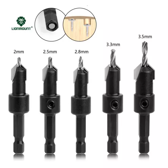 Countersink Drill Bit Set 1PC/5PCS 1/4"(6.35mm) HEX Shank Woodworking Cutter