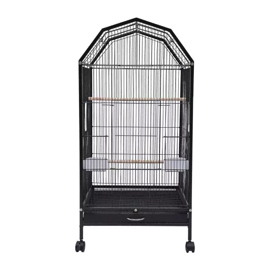 Black Bird Cage Large Play Top Parrot Finch Cage Cockatiel Cockatoo Play Top