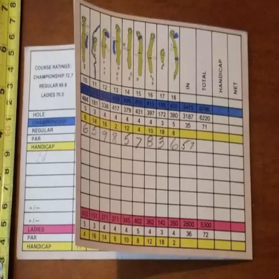 SCORECARD GOLF CLUB COURSE GRAND TRAVERSE VILLAGE USED