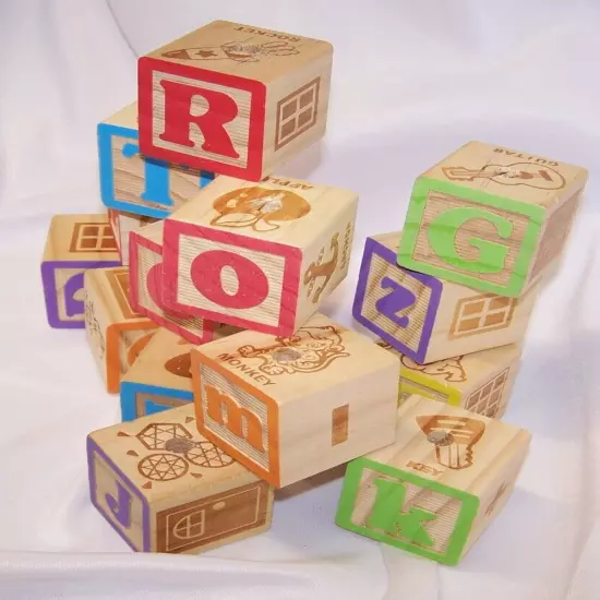 15 Wood Large ABC Blocks Parrot Bird Toy Parts Wood Blocks Wooden 1-3/4" W/Hole