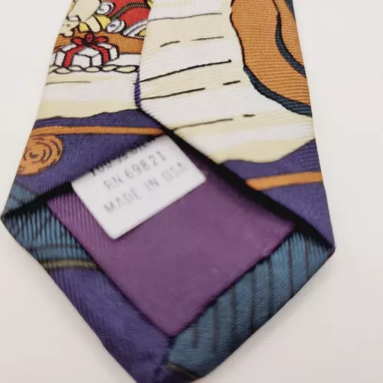 Mark Pendleton CHRISTMAS SANTA on Roof w Toys Blue Vintage Silk Necktie