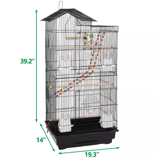 Bird Cage Roof Top Large Flight Parrot for Small Quaker Parrot Finch Cage 39"