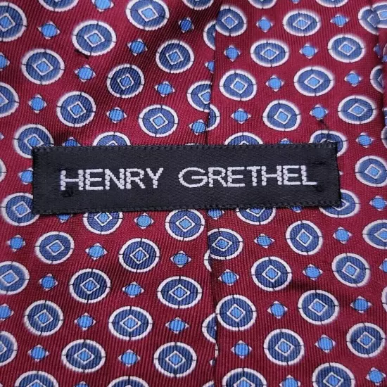 Henry Grethel Mens Formal Necktie 56"Lx4"W Burgundy/Blue Neck Tie