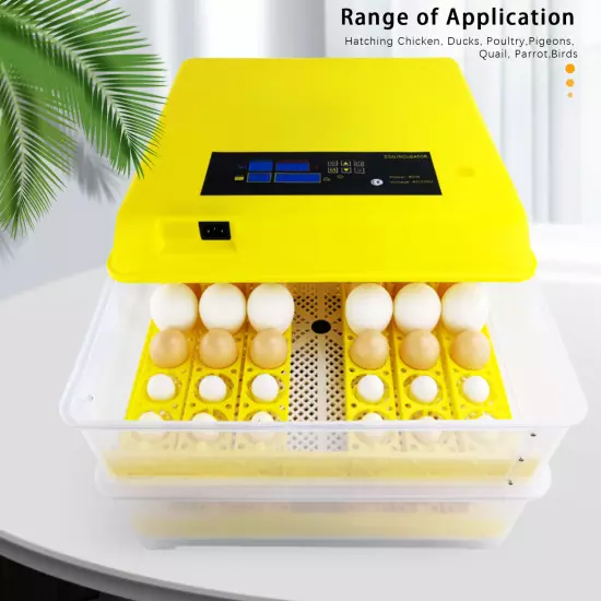 48/56/96 Digital Eggs Incubator Egg Hatcher Temperature Control Automatic 80W