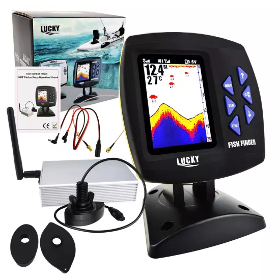 LUCKY Fish Finder 980ft Wireless Remote Control Color LCD Boat Fishing Locator