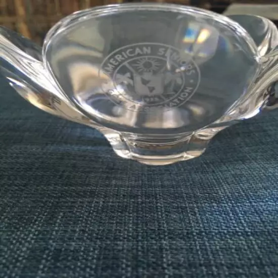 Orrefors Clear Crystal Bowl Vase w/Sticker & American Seniors Golf Association