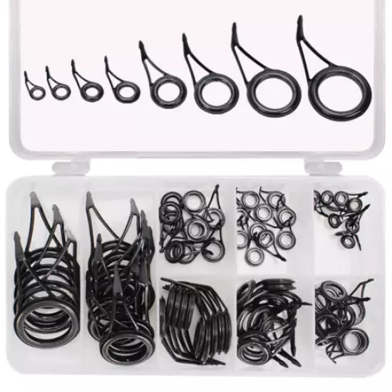 75Pcs Fishing Rod Guide Tip Line Kit Straight Single Foot Rings Repair Part