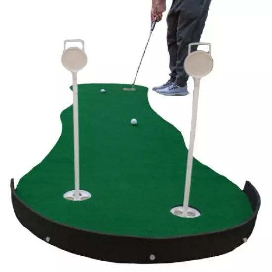 Large Golf Putting Green - 10.5ft x 3ft - Putting Mat w/ Backstop + Flags