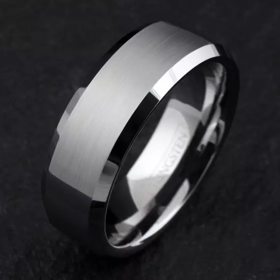 Tungsten Carbide Wedding Band Ring Brushed Silver Mens Jewelry Size 5-15 + Half