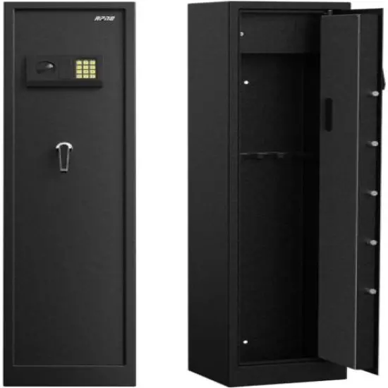 5-Rifle Safe Quick Access Electronic Cabinet w/ Lock Box for Handguns & Ammo