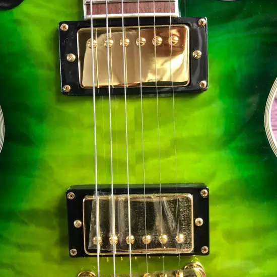 Green Les Paul 6-string electric guitar Flame maple top mahogany body in stock