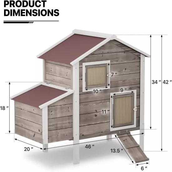 Chicken Coop Hen House with Nesting Box for Yard, Removable Bottom Wooden Poultr