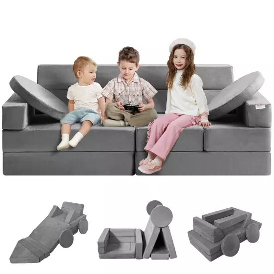 VEVOR Play Couch, Modular Kids Nugget Couch 15pcs, Toddler Foam Sofa Couch with