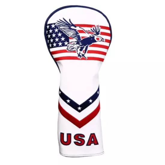 USA Flag with Eagle Pattern Golf Club Driver Fairway Wood Hybrid Head Cover