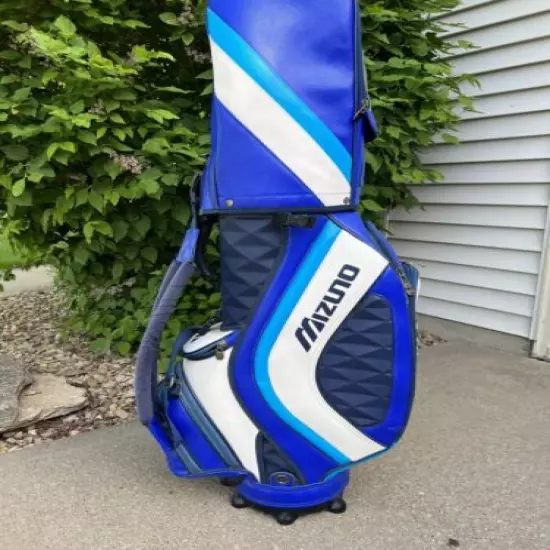 Rare Mizuno Staff Tour Golf Bag W/ Strap And Rain Topper Two Tone Blue