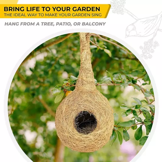 Safest Round Organic Bird Nest house Purely Handmade Love Birds/Sparrow