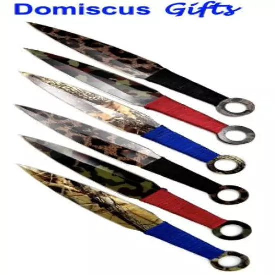 6" NEW! AEROBLADES Camouflage 6 Pc THROWING KNIVES Throw Knife Set Hunting Camo