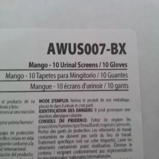 AIRWORKS AWUS007-BX URINAL SCREENS, MANGO, 10 PER BOX, NIB