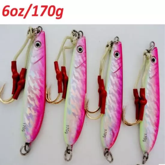 1 to 10 pcs Knife Jigs 6oz/170g Pink Vertical Butterfly Saltwater Fish Lures 