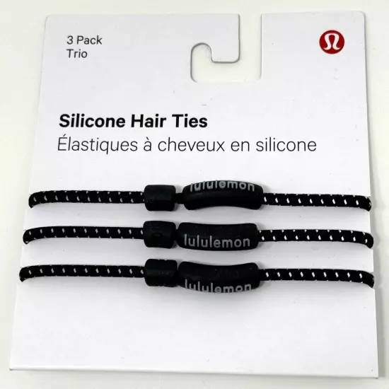 LULULEMON 3 PACK BLACK HAIR TIES SILICONE