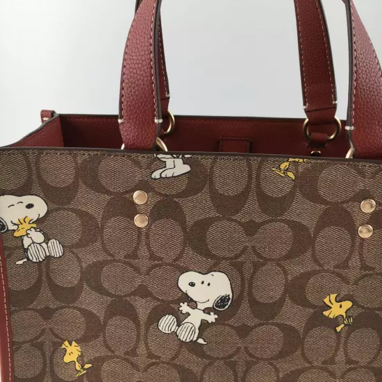 COACH x Peanuts Shoulder Tote Bag CE862 Dempsey Carryall Snoopy Woodstock JP New