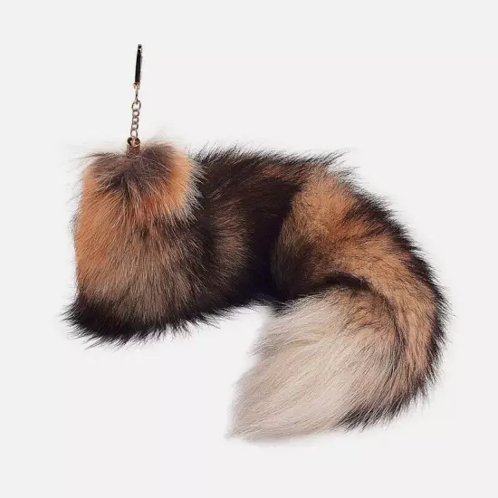 70cm Long Real Fox Fur Tail Funny Toy Adult Games Cosplay with Keychain Pendant