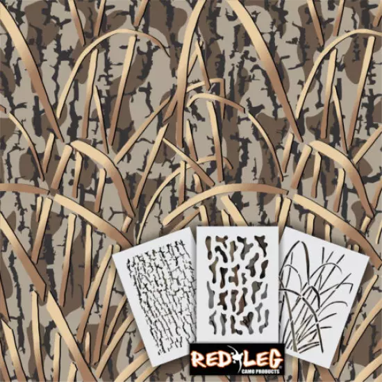 Redleg Camo ™ DG9 3 piece camo stencil kit 18x26 duck boat