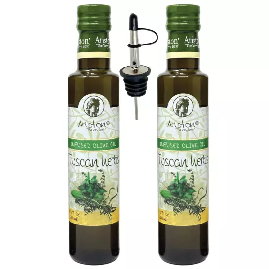 Ariston Tucan Herb Infused Olive Oil 8.45 fl oz 2 pk with mess free pour spout