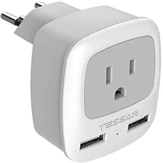 Switzerland Power Adapter Plug, Swiss Outlet Adaptor with 2 USB Ports USA Input 